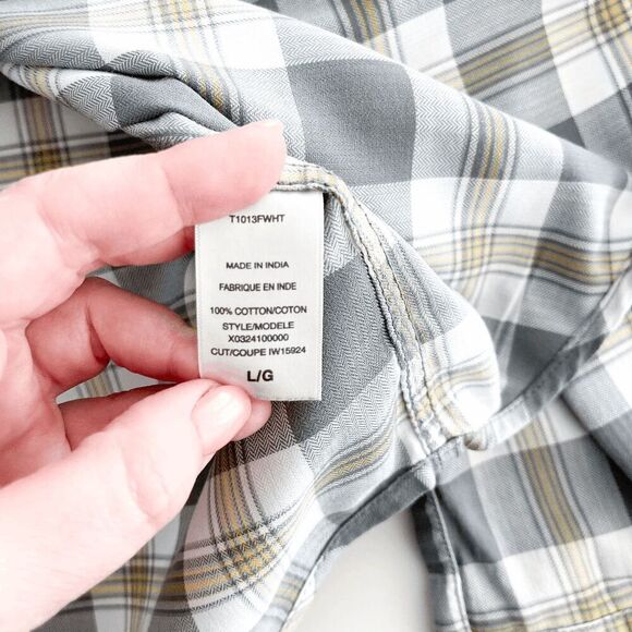 Guess Mens Plaid Embroidered Pearl Snap Button Up Western Shirt Gray Large - Picture 4 of 9